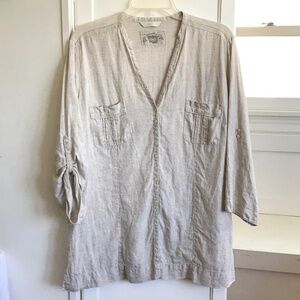 MARKS & SPENCER Linen Blouse Linen with Love Tunic Tan Women’s Size 12 Large